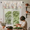 thumbnail image 6 of Watercolor Wildflowers Rod Pocket Curtain Valance, Farmhouse Botanical Flowers Herbs Farmhouse Window Valance for Living Room, Bedroom, Kitchen 60"W x 18"L, 6 of 9