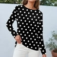 thumbnail image 4 of SYMOID Womens Black Polka Dot Long Sleeve Crew Neck Top - 95% Polyester 5% Spandex, Comfortable Stretch, S-XXL Sizes, Casual & Office Wear,Size S, 4 of 5