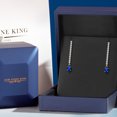 thumbnail image 5 of Gem Stone King 14K Yellow Gold Blue Created Sapphire and White Lab Grown Diamond Dangle Earrings for Women | 0.86 Cttw | Gemstone September Birthstone | Marquise 6X3MM, 5 of 6