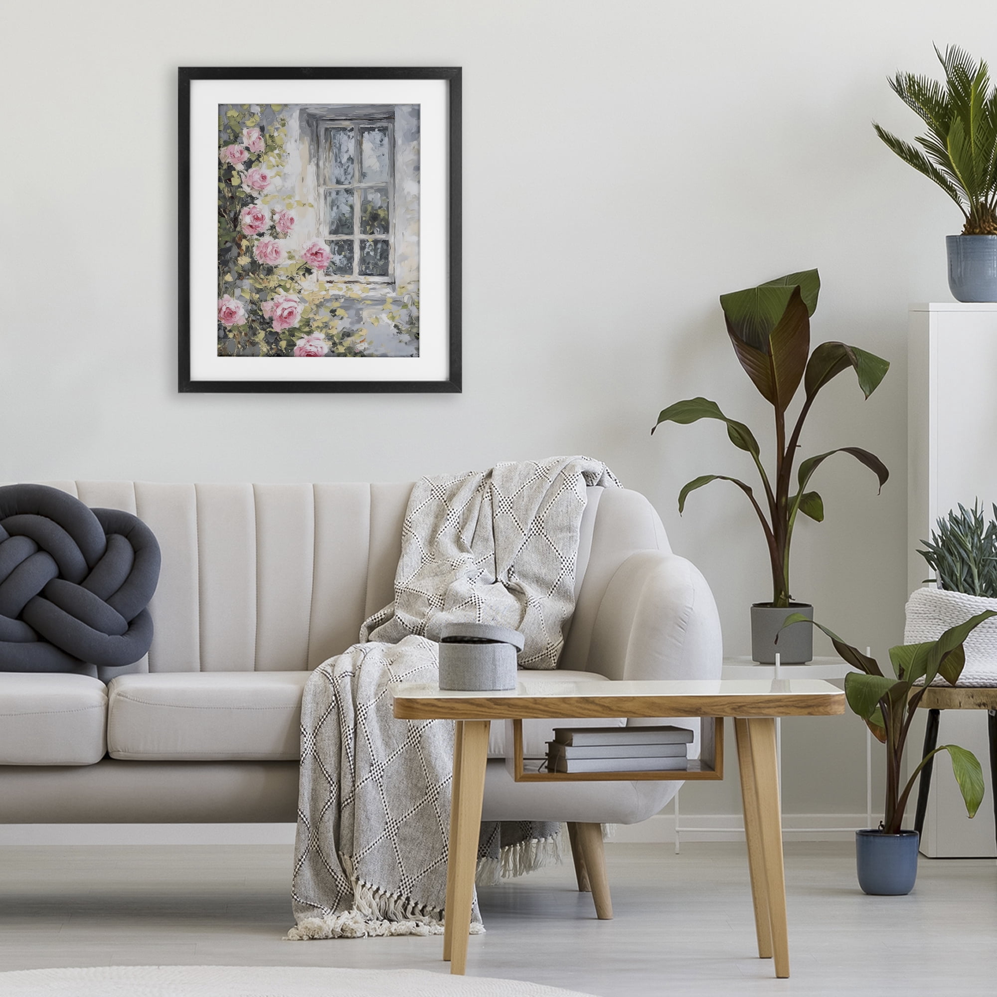 Stupell Industries View Of Roses Cottage Window Black Framed Print Under Glass, design by LSR Design Studio
