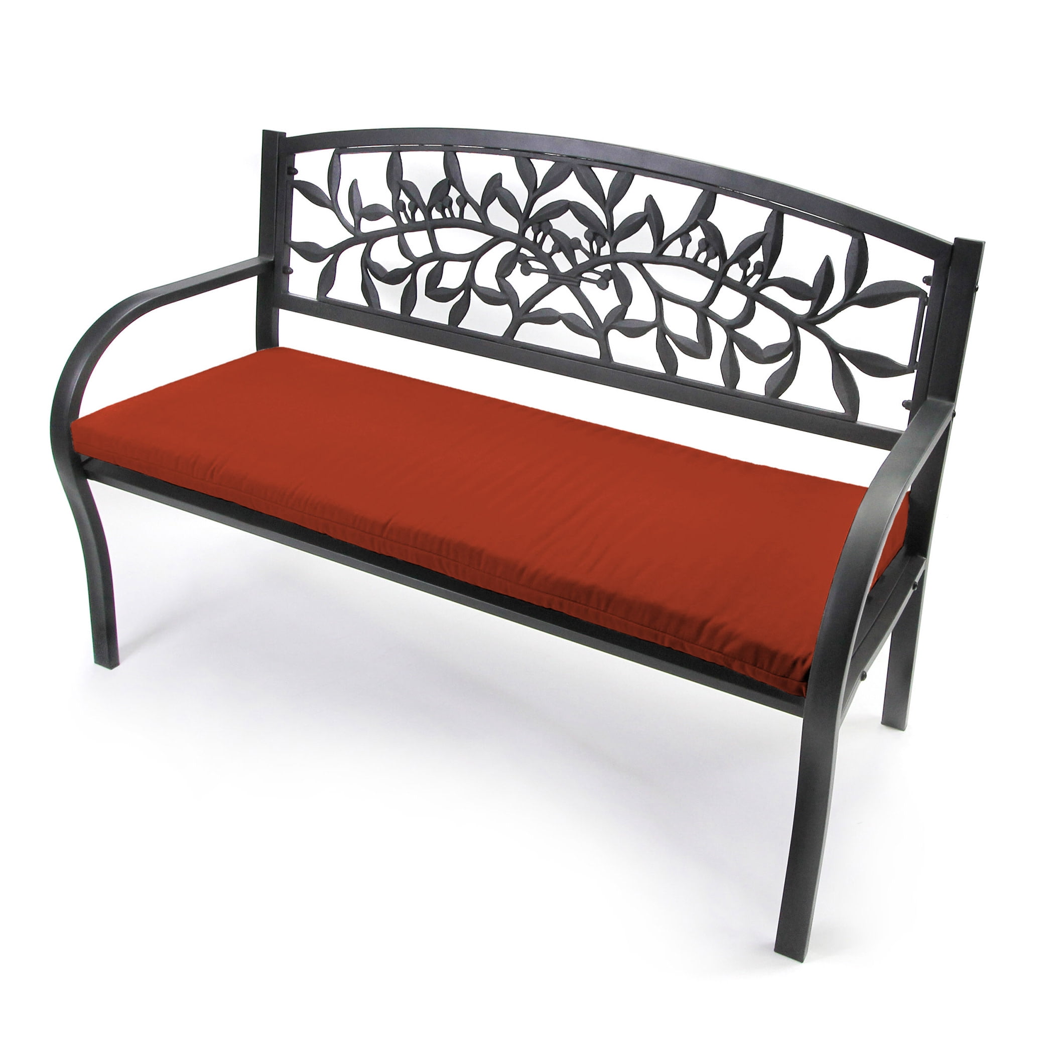 Jordan Manufacturing Sunbrella 48" x 18" Canvas Terracotta Red Solid Rectangular Outdoor Settee Swing Bench Cushion with Ties
