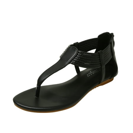 

Cathalem Sandals For Women Summer Casual Knitting Color Blocking Non Slip Flat Heel Beach Clear Jelly Sandals for Women Size 10 Black 7