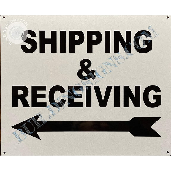 Shipping & Receiving Sign - Left Arrow (Reflective White, Aluminium, 10X12 inch,Rust Free) (ref-2201)
