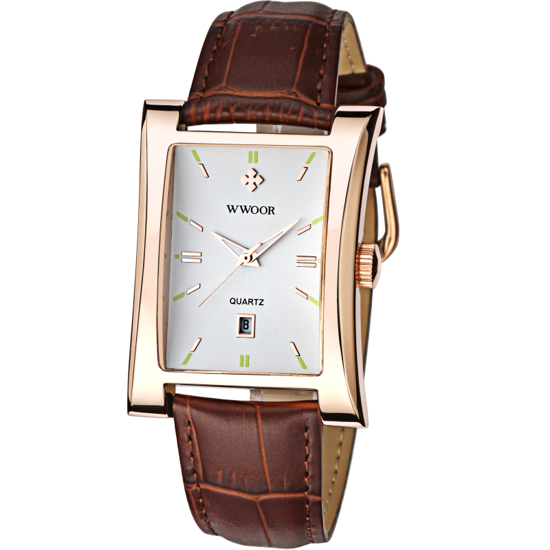 Square Watches for Men Leather Mens Square Watch with Date Original Waterproof Analog Quartz Fashion Business Casual Wristwatch