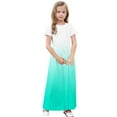 thumbnail image 5 of Girls Maxi Dresses with Pockets Teens Kids Short Sleeve Crewneck High Waisted Gradient Printed Pleated Beach A-Line Dress Size 4-14, 5 of 8