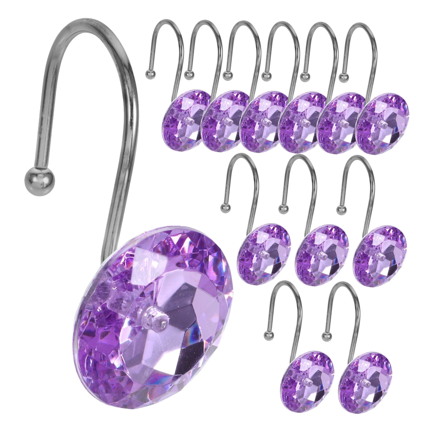 OUNONA 12 Pcs Bathroom Curtain Hooks Shower Curtain Hook 6.50X5.50X3.50CM Purple