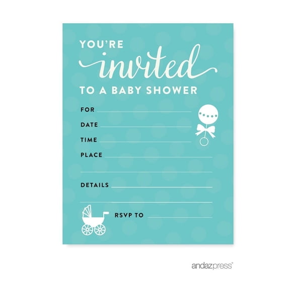 Koyal Wholesale Baby & Co. Baby Shower Paper Invitations, Blank Cards with Envelopes, 20-Pack