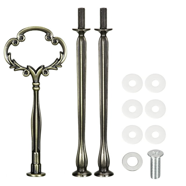 2 Set 3-Tier Cupcake Stand Hardware Fitting for DIY Making Fruit Plate Cake Stand, Sunflower Bronze