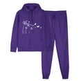 thumbnail image 2 of ibuvkizy Womens Sweatsuits 2 Piece Set,Outfits Men's and Women's Sports Tracksuits Long Sleeve Pullover Hoodies Sweatshirt Loose Coat and Sweatpants Fall Winter Suit Purple,S, 2 of 7