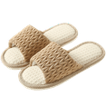 thumbnail image 4 of Womens House Slippers Summer Open Toe Tatami Straw Indoor Shoes, Bedroom Linen Lightweight Slip Silent Slippers, 4 of 4