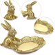 thumbnail image 2 of Estatua de conejo dorado, soporte para joyas, anillos y baratijas, conejo sentado, 2 of 4