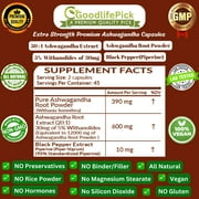 GoodlifePick Ashwagandha Extract Capsules 12300mg with Black Pepper Vegan Gluten-Free 90 Count