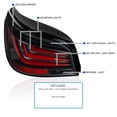 thumbnail image 3 of Spec-D Tuning Black Tail Lights w/ Red LED Bar Compatible with 2004-2007 BMW E60 5-Series 4 Door, Left + Right Pair Assembly, 3 of 7