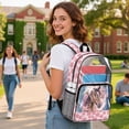 thumbnail image 3 of SEANATIVE Kids Transparent Backpack Clear Bookbag See Through Clear Bag for Sport Music Events Travel Security PVC Transparent Backpacks for Boys Girls, Horse Pink Flower, 3 of 7