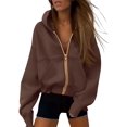 thumbnail image 1 of Sudadera con Capucha PRETTYGARDEN con Cierre Marrón Café Talla S, 1 of 8