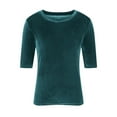 thumbnail image 5 of HAiming Plus Size 3/4 Sleeve Shirts for Women Casual Solid Round Neck Loose Pullover Tunic Blouse 2025 Summer Tops, 5 of 6