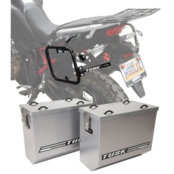 Tusk 14673401695383-fad316 Aluminum Panniers with Pannier Racks V2 Large Silver For Honda Africa Twin Adventure Sports ES CRF1100 2020-2022