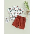 thumbnail image 5 of Toddler Baby Boy Western Outfit 1Y 2Y 3Y 4Y 5Y 6Y Cow Print Short Sleeve Button Down Shirt Top Solid Shorts Set Gentleman Suit, 5 of 9