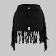 thumbnail image 2 of Pimfylm Jean Shorts for Women Juniors, Summer High Waisted Stretchy Frayed Raw Hem Tassels Denim Shorts Black, XXL, 2 of 6