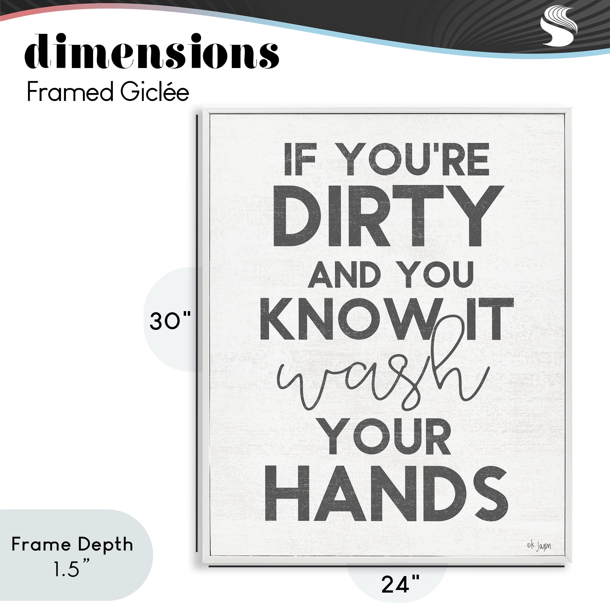 Stupell Industries Dirty & You Know It Reminder White Framed Giclee Art, design by Jaxn Blvd.