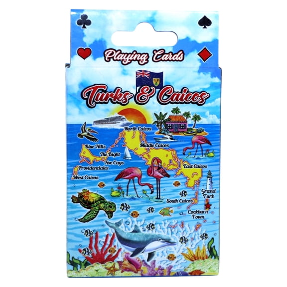 Turks & Caicos Map Collectible Souvenir Playing Cards with Header