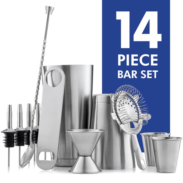 Expert Cocktail Shaker Home Bar Set 14 Piece Stainless Steel Bar