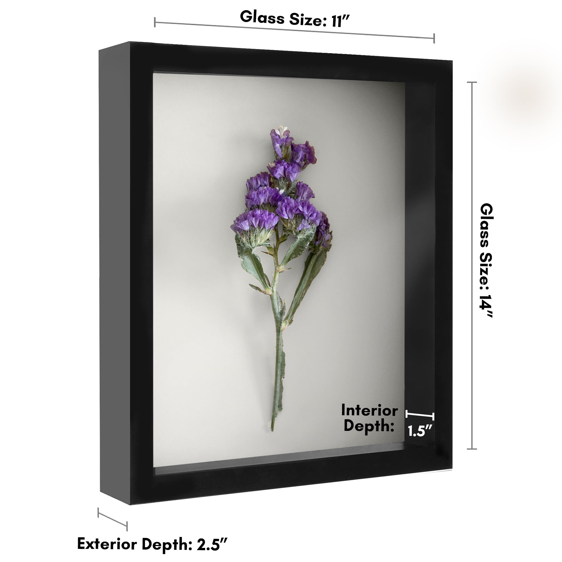 Americanflat 11x14 Shadow Box Frame with Shatter-Resistant Glass Silhouette Collection Large Display - Black