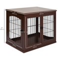 thumbnail image 2 of Cage pour Chien en Bois de 26 Pouces avec Entrée à Double Porte et Design Simple et Moderne, Brun, 2 of 6