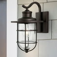 thumbnail image 5 of JONATHAN Y Westfield 10.5" 1-Light Iron/Seeded Glass Rustic Industrial Cage LED Outdoor Sconce, Oil Rubbed Bronze, 5 of 10