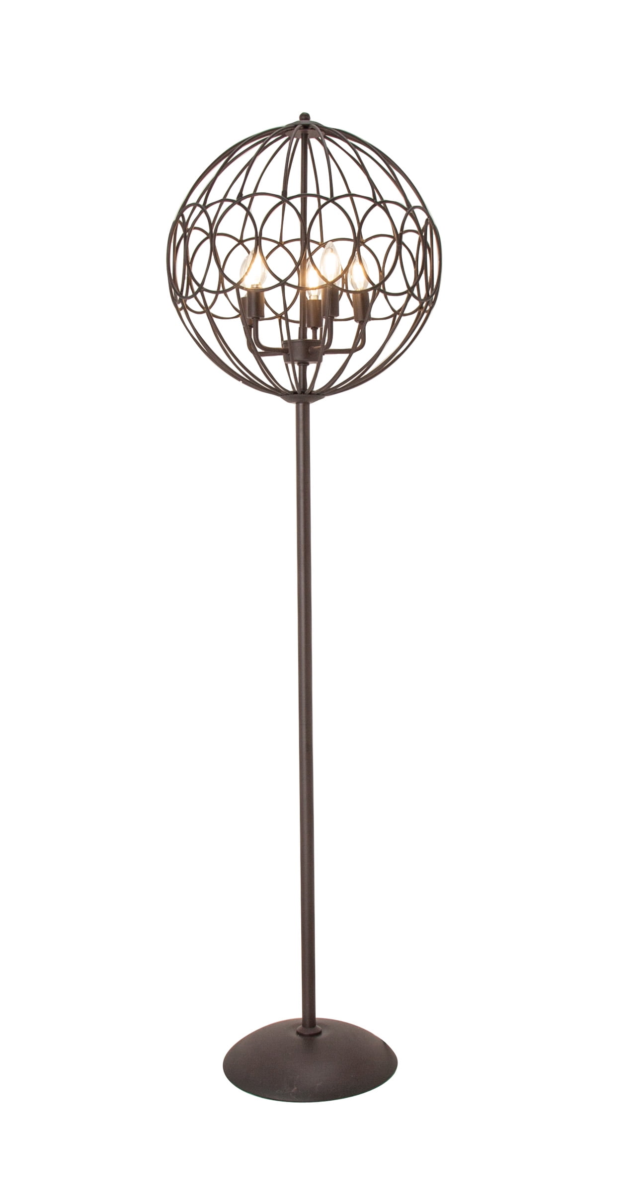 Decmode Modern 66 X 19 Inch Round Black Metal Cage Floor Lamp