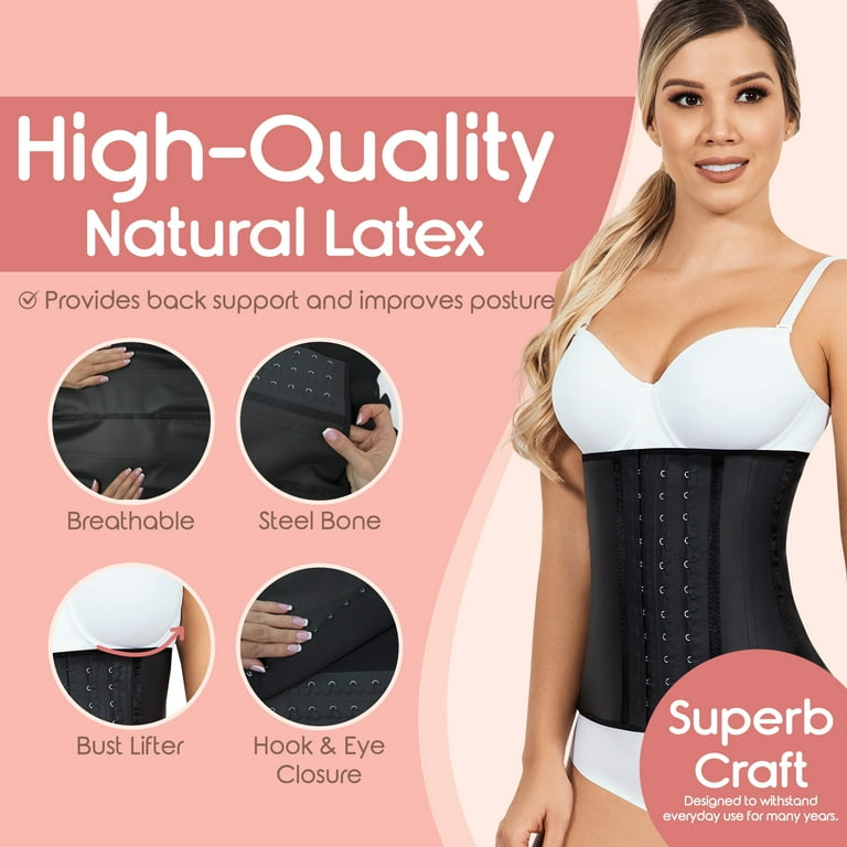 Lady Slim Fajas Colombianas Reductoras Y Moldeadoras para Mujer Underbust Latex Waist Trainer Hourglass Body Shaper for Women Black V2 2XL