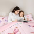 thumbnail image 5 of jejeloiu Colorful Cute Butterflies Queen Comforter Set,Kawaii Rainbow Flowers Bedding Comforter Set For Girls Kids Reversible 3-Piece, 5 of 8