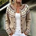 thumbnail image 3 of GILIGEGE Womens Fair Isle Sweater Button Up Long Sleeve Cardigans Crew Neck Open Front Knit Vintage Chunky Sweater Coats Retro Casual Fall Knit Jacket Soft Winter Outwear Coffee S, 3 of 5