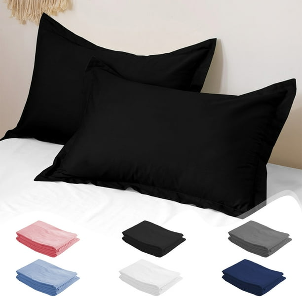 Juego de Fundas de Almohada de Color Liso, Paquete de 2, Tamaño Estándar (80 X 53 Cm), 100 % Poliéster, Transpirables, para Dormitorio y Hogar. Disponibles En Blanco, Gris, Azul Marino, Rosa y Azul.