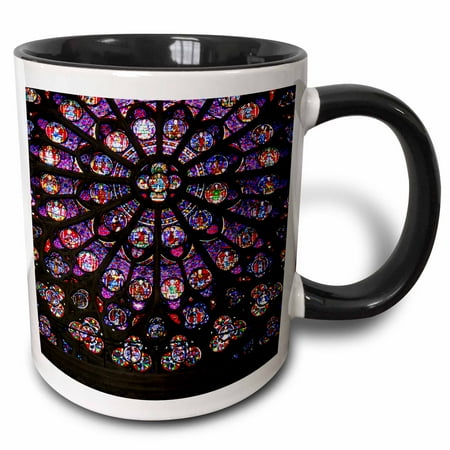

3dRose France Paris. Stained glass windows of Notre-Dame Cathedral. - Two Tone Black Mug 11-ounce