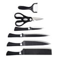 thumbnail image 4 of 6 Pieces Kitchen Knife Set Stainless Steel Chef Knife Peeler Scissors Set with Silicone Handle Wavy Pattern Black, 4 of 5