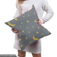 thumbnail image 5 of Ambesonne Yellow and Gray Fabric by the Yard Upholstery, Cartoon Stars Moons, 3 Yards, Pale Orange Purpleblue, 5 of 5