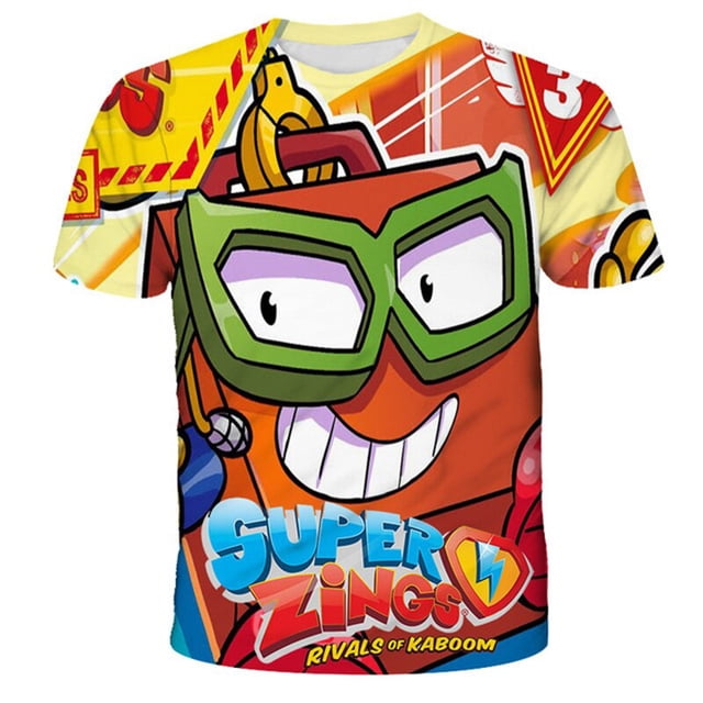 Super Zings camisetas 2023 nuevo verano niños niño niña estampado dibujos animados camisetas 1-14 años niños moda Casual Tops camisetas disfraces8T Gao Jinjia LED