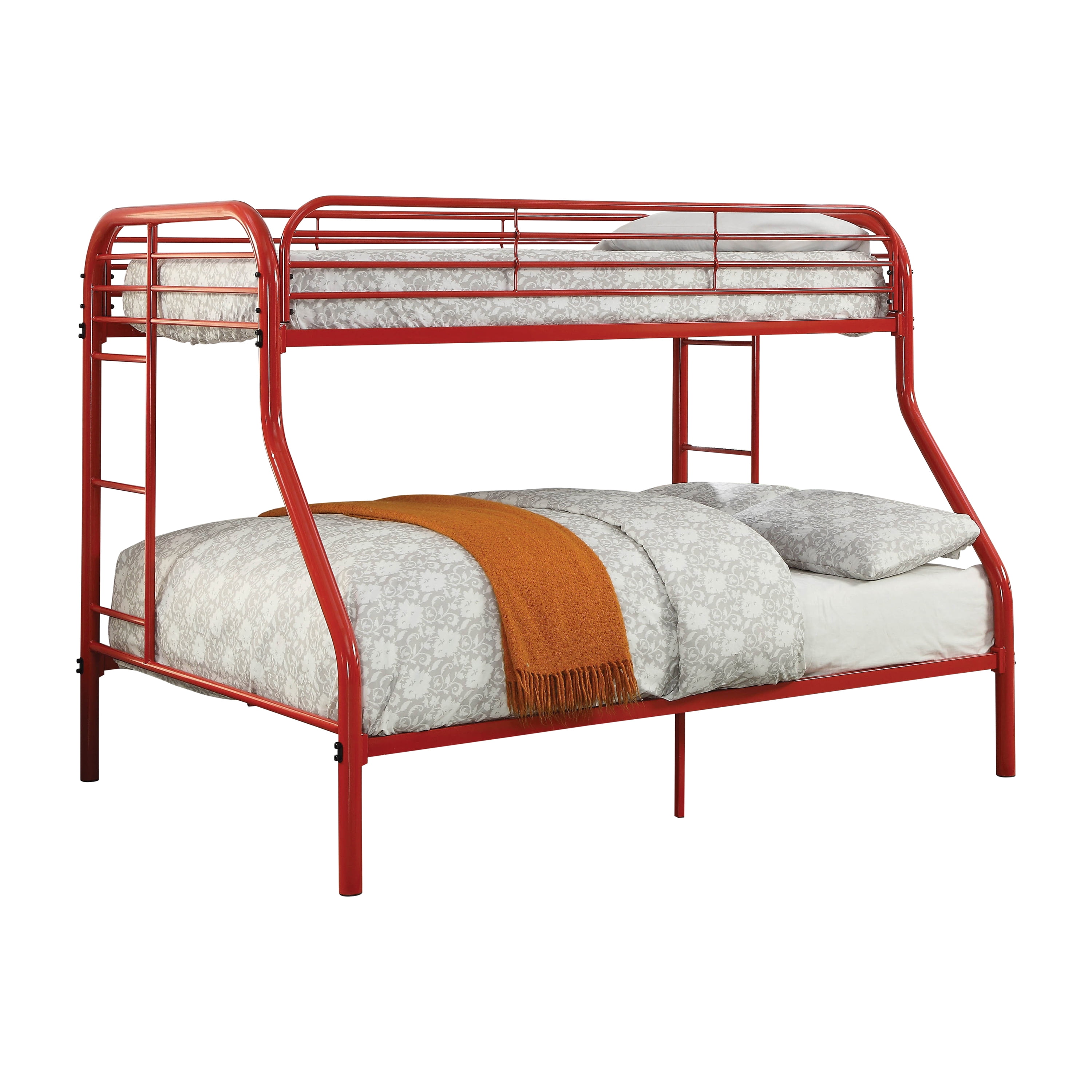Furniture of America Wade Transitional Metal Bunk Bed, Twin/Full, Red