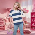 thumbnail image 7 of UACY Striped T-Shirt for Girls, Short Sleeve, Crew Neck (Navy, 6-7 Years), 7 of 7