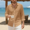 thumbnail image 2 of Mens Shirts Mens Summer Linen T Shirts Casual Button Down Shirts Long Sleeve Collared Tees, 2 of 8