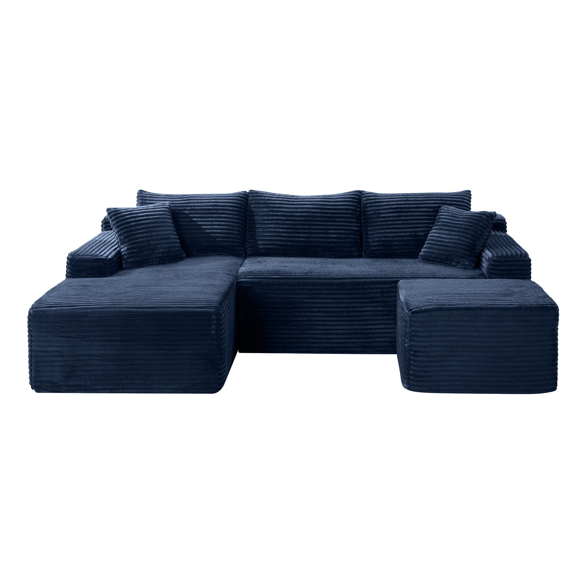 Leumius 106" Sectional Sofa Couch with Deep Seat,U-Shaped Cloud Modular Sleeper Couches for Living Room,Bedroom,Apartment,No Assembly Required,Blue-Right