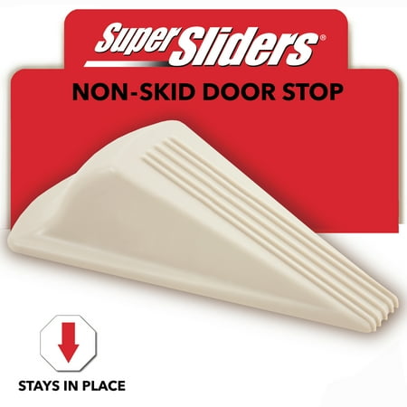 Super Sliders Jumbo Wedge Doorstop for Heavy Doors, Plastic - Ivory, for Textured Surfaces and Carpets, 6.75" x 4.8" x 0.9"