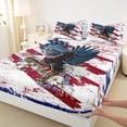 thumbnail image 5 of Manfei Floral Eagle Flag Bed Sheets, Patriotic Flower Full Size Sheets, Red White Blue, Gray Reversible 4 Pieces (1 Flat Sheet, 1 Fitted Sheet and 2 Pillowcases), 5 of 6
