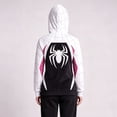 thumbnail image 3 of Boys & Girls Full-Zip Hoodie with Mask, Superhero Web Print Lightweight Costume Sweatshirt for Halloween White 130, 3 of 3