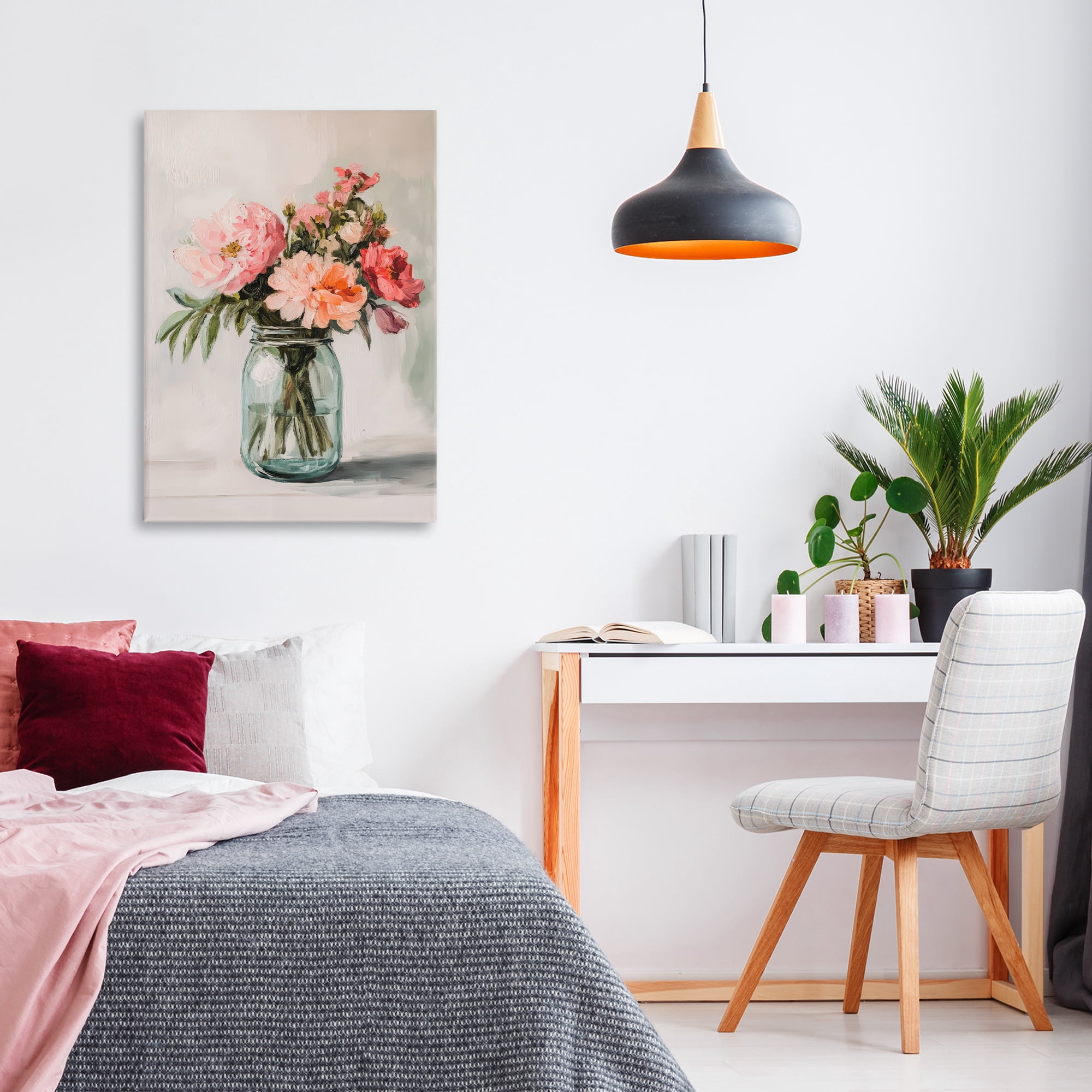 Stupell Industries Pink Flower Stems in Jar Canvas Wall Art, design by Petal Prints Design