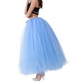 thumbnail image 2 of Seyurigaoka Women's Long Tulle Pleated Skirt Fluffy A-Line Mesh Maxi Skirts Princess Tulle Skirt Solid Color Adjust Tie Up Waist Bubble Long Skirt, 2 of 9