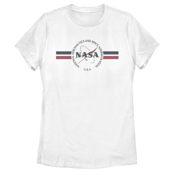 Women's NASA Red White And Blue Banner Logo Graphic Tee White Small