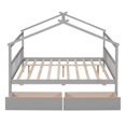 thumbnail image 4 of Full Size House Bed with 2 Drawers, Wooden House Platform Bed with Headboard and Footboard, Daybed Playhouse Tent Bed with for Teens Boys Girls, No Box Spring Required, Gray, 4 of 7