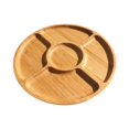 thumbnail image 3 of Bandeja de madera dividida para servir aperitivos, redonda de 24 cm, para controlar las porciones, galletas, verduras, frutas, aperitivos y pasteles., 3 of 8